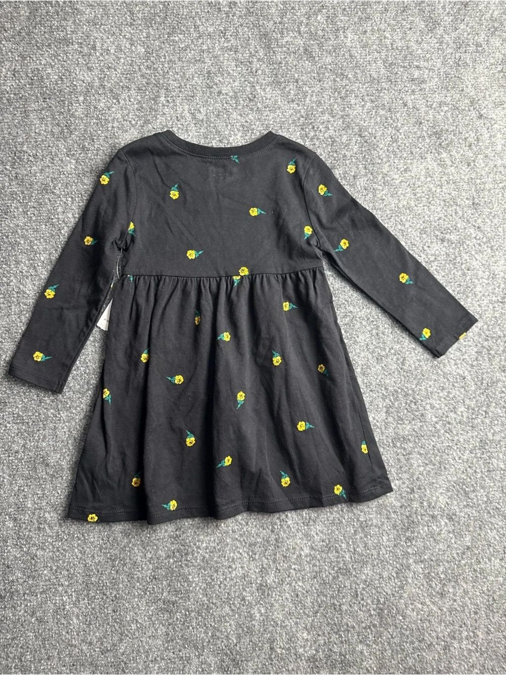 Old Navy Baby Girl 18-24 months Black Long-Sleeve Floral Embroidered Dress NWT
